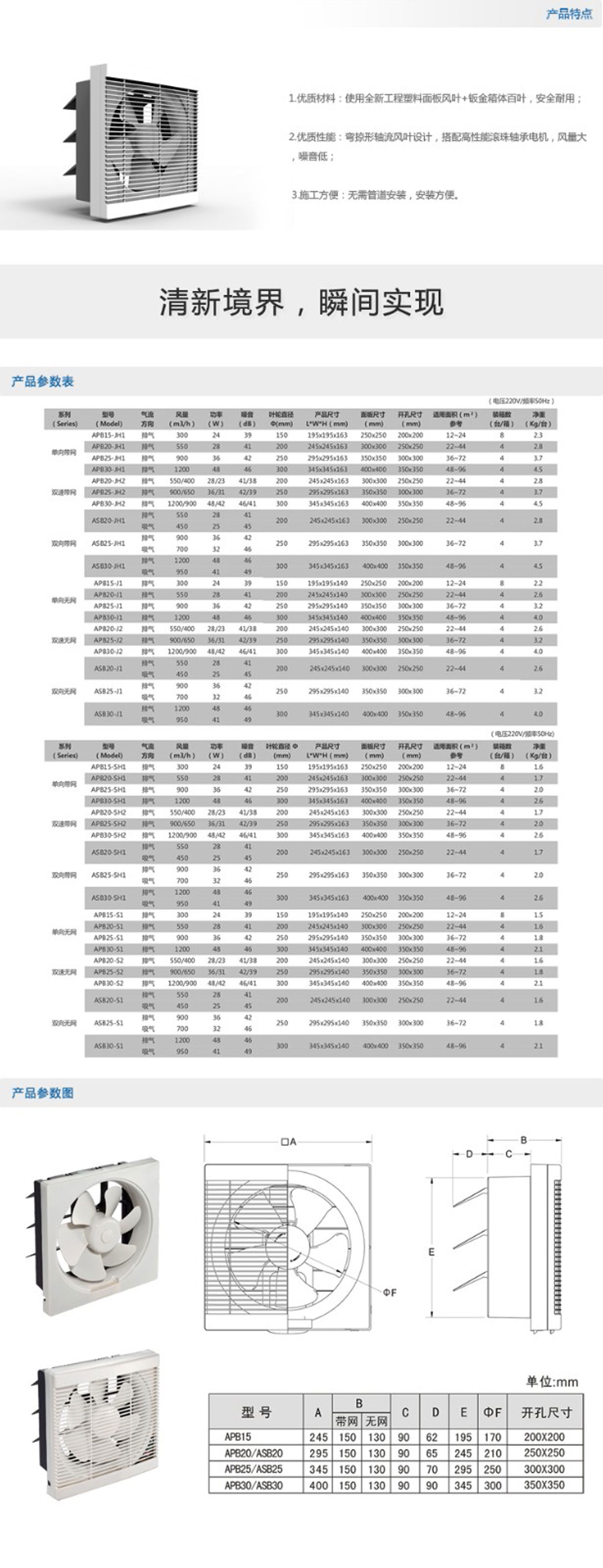 APB、ASB系列百叶窗式换气扇